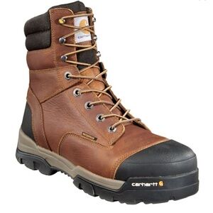 LIKE NEW Carhartt Men's Brown and Black Lace-Up Boots